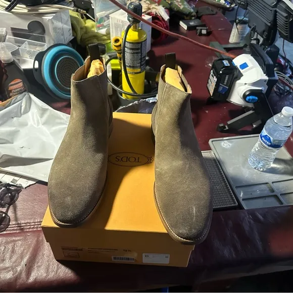 - $945 Tods ankle boots tan suede New in box sz1 2.5