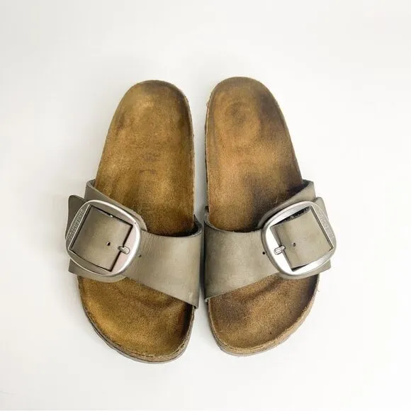 🍋 Birkenstock Arizona Sandals Size 36EU in Dark Gray Leather Double Buckle