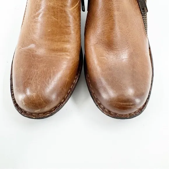 ✅ Born Elliott Women's Brown Leather Side Zip Clogs Shoes Size 7