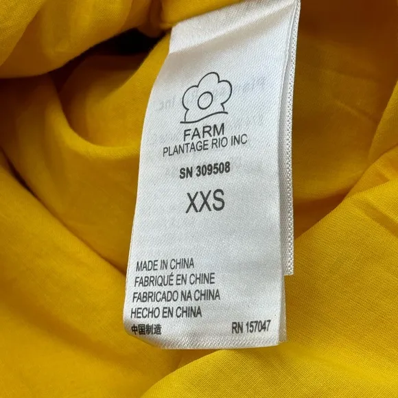 🆕 FARM Rio 🧿 NWOT Linen Cut Out Midi Dress, Yellow - Size XXS