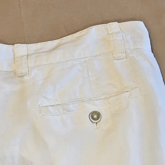 120% Lino Shorts 100% Linen White Bermuda Shorts Size IT 48/ US 38