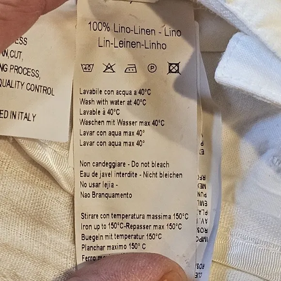 120% Lino Shorts 100% Linen White Bermuda Shorts Size IT 48/ US 38