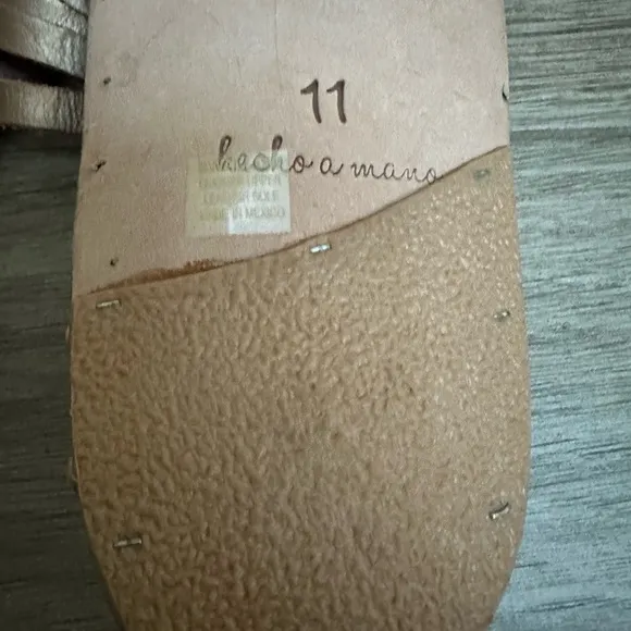 $330 BEEK SWALLOW WOVEN LEATHER  SLIDE ROSE GOLD METALLIC 11