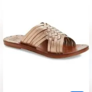 $330 BEEK SWALLOW WOVEN LEATHER  SLIDE ROSE GOLD METALLIC 11