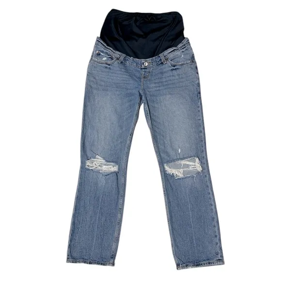 Abercrombie &amp; Fitch Maternity Jeans Ankle Straight Distressed Denim Size 28/6R