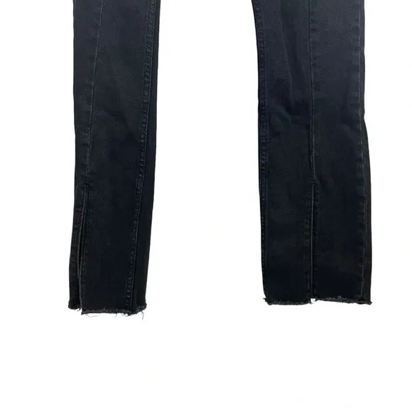 Abercrombie Curve Love Skinny High Rise Center Seam Split Hem Black Size 25L