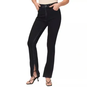 Abercrombie Curve Love Skinny High Rise Center Seam Split Hem Black Size 25L