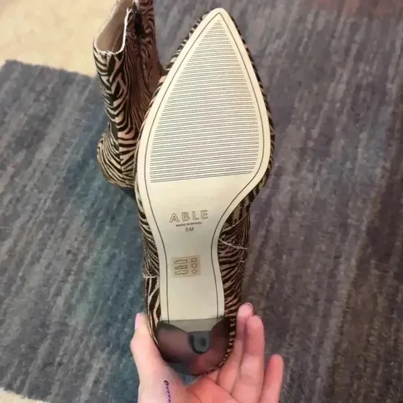 Able Tinsley Tiger Calf Hair Ankle Boots