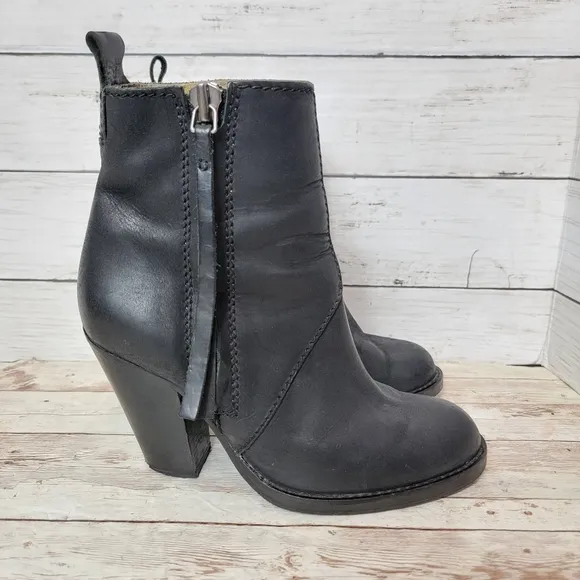 Acne Pistol black leather ankle boots