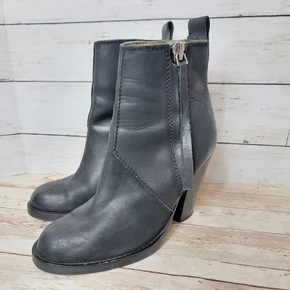 Acne Pistol black leather ankle boots