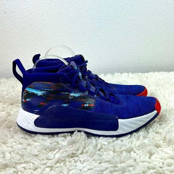 Adidas Mens Dame 5 Basketball Athletic Shoes Lace Up EF0500 Purple Blue  9.5