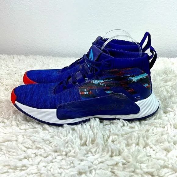Adidas Mens Dame 5 Basketball Athletic Shoes Lace Up EF0500 Purple Blue  9.5