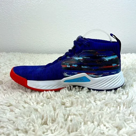 Adidas Mens Dame 5 Basketball Athletic Shoes Lace Up EF0500 Purple Blue  9.5