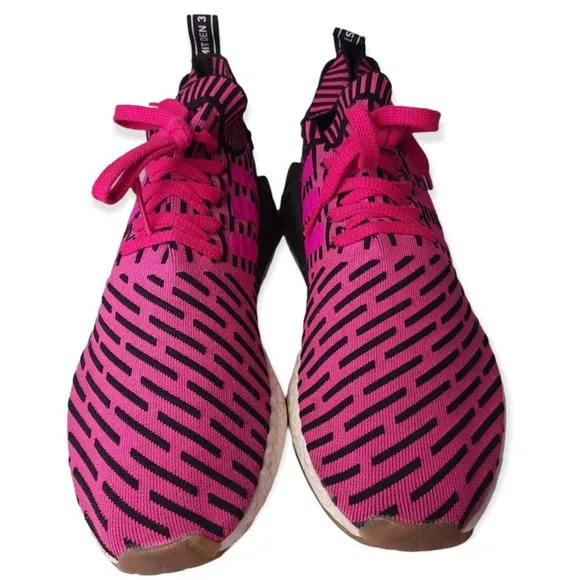 Adidas NMD R2 Primeknit Running Shoes Japanese Shock Pink BY9697 Mens Size 12