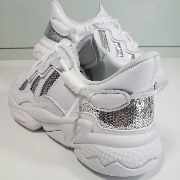 Adidas Ozweego G55655 White Silver Sequins Casual Running Sneakers Sz Women 6.5
