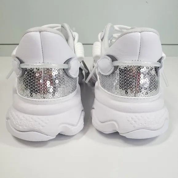 Adidas Ozweego G55655 White Silver Sequins Casual Running Sneakers Sz Women 6.5