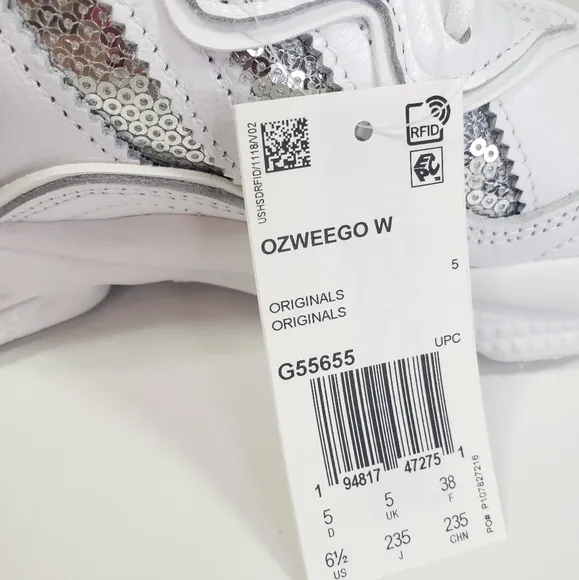 Adidas Ozweego G55655 White Silver Sequins Casual Running Sneakers Sz Women 6.5