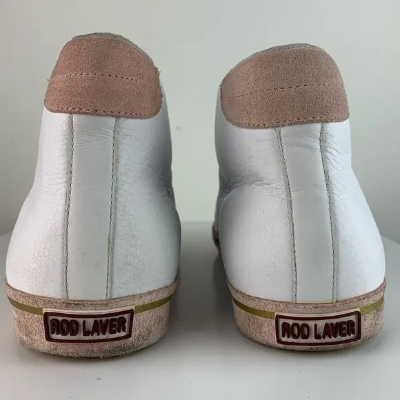Adidas Rod Laver Hi-Top Sneakers White Leather Pink Size 10.5 Vintage Shoes