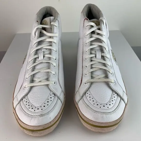 Adidas Rod Laver Hi-Top Sneakers White Leather Pink Size 10.5 Vintage Shoes