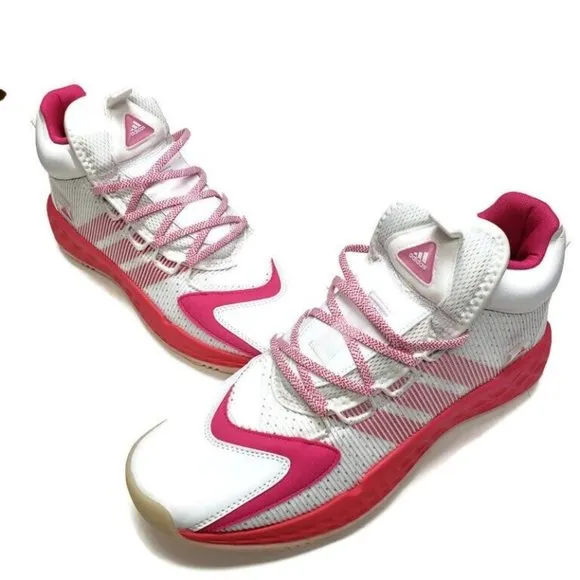 Adidas Size 12.5 Pro Boost Mid Cancer Awareness Basketball Shoes Pink FX9210