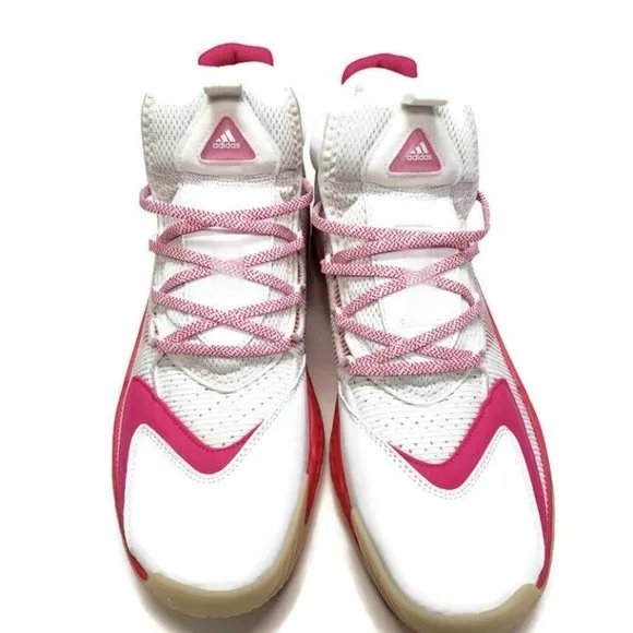 Adidas Size 12.5 Pro Boost Mid Cancer Awareness Basketball Shoes Pink FX9210