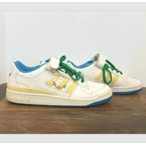 Adidas Trefoil Forum Low White Patent Leather Ankle Strap Shoes Sneakers