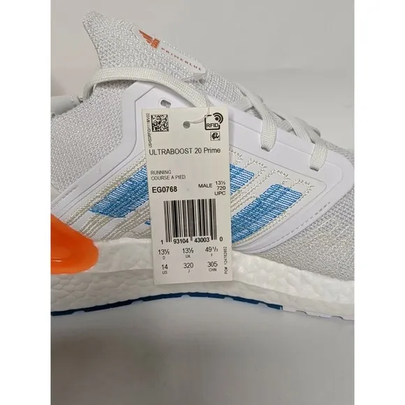 adidas UltraBOOST 20 Shoes Mens Sz 14 Primeblue EG0768 Cloud White