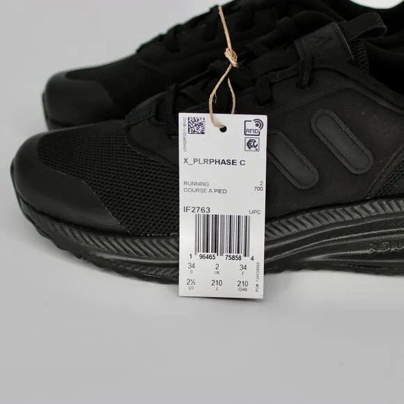 Adidas X PLR 23 Running Shoes Boys Size 2.5 in Black NEW