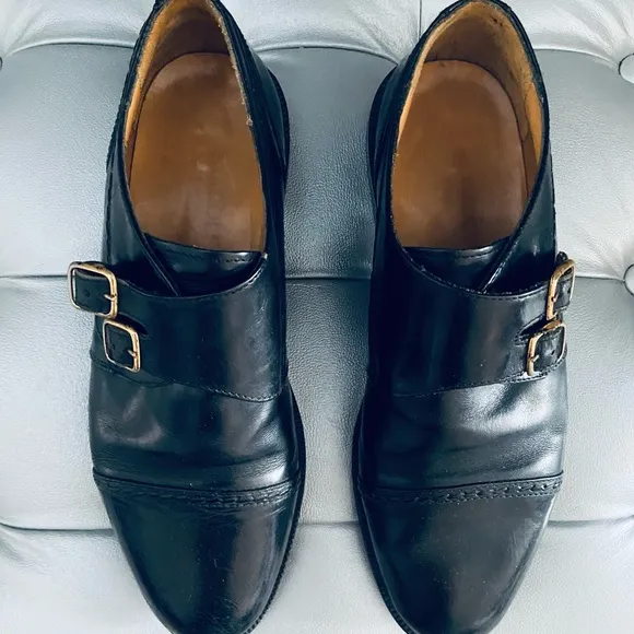 Adolfo Black Leather Shoes w/ Buckle Closure