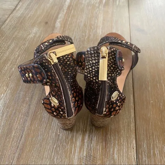 Adolfo Dominguez  hairy leather  wedges sandals 8