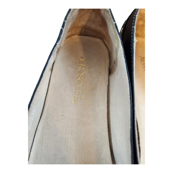 Aerosoles open ended womens sz 7 leather black tassels slip on shoes