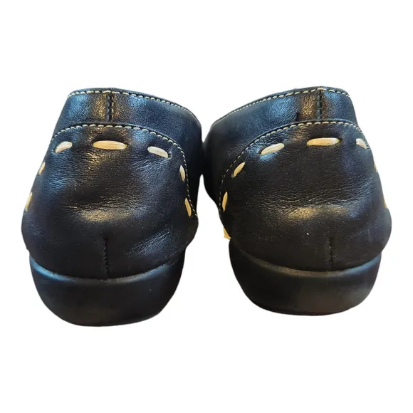 Aerosoles open ended womens sz 7 leather black tassels slip on shoes