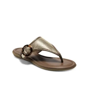 AEROSOLES Womens Gold Spots Print Clarity Toe Slip On Leather Thong Sandals 9 M