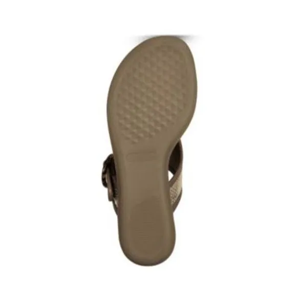 AEROSOLES Womens Gold Spots Print Clarity Toe Slip On Leather Thong Sandals 9 M