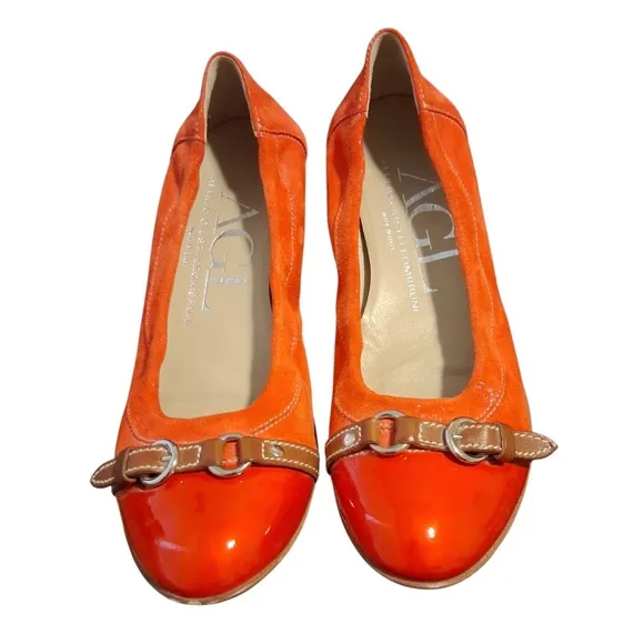 AGL Attilio Giusti Leombruni Monika Cap Toe Leather Ballet Flats Shoes 36.5