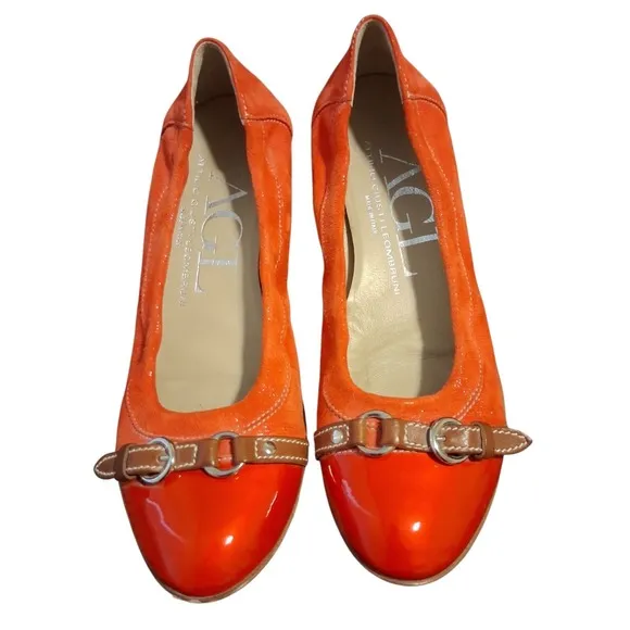 AGL Attilio Giusti Leombruni Monika Cap Toe Leather Ballet Flats Shoes 36.5
