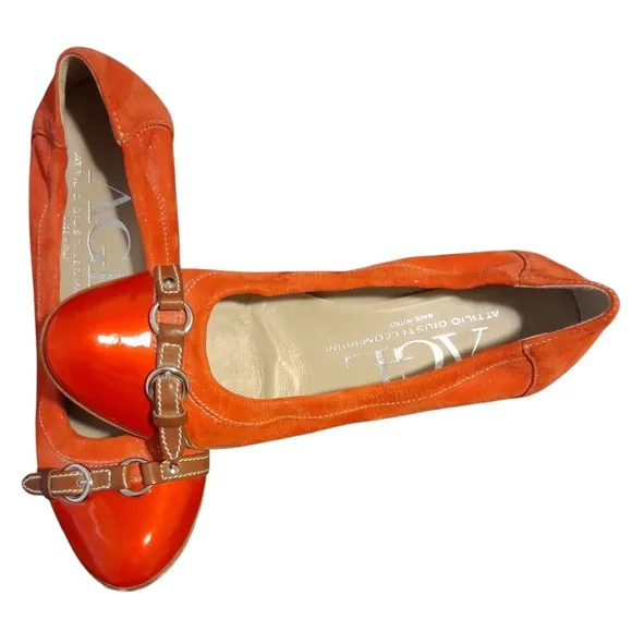 AGL Attilio Giusti Leombruni Monika Cap Toe Leather Ballet Flats Shoes 36.5