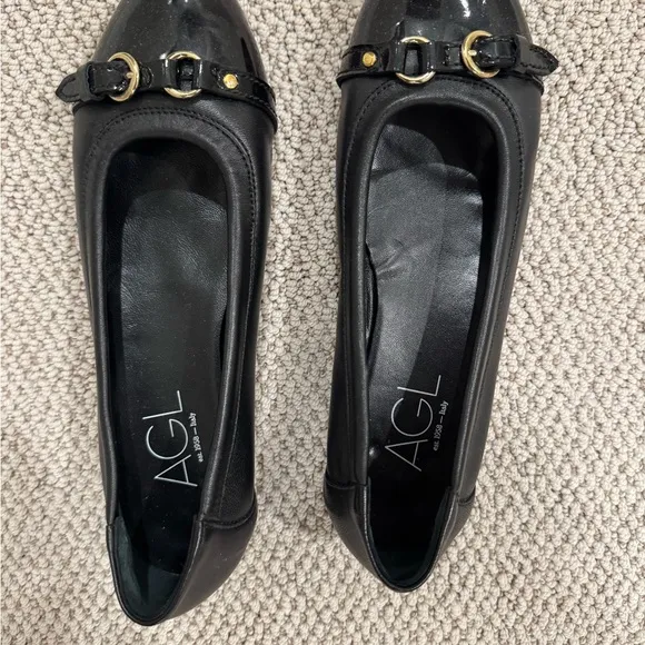 AGL Women's Black Leather Flats