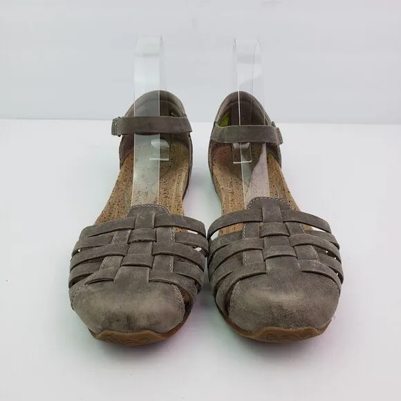 Ahnu Malini Womens Size 8 Brown Leather Casual Cork Bed Sandals F20016K
