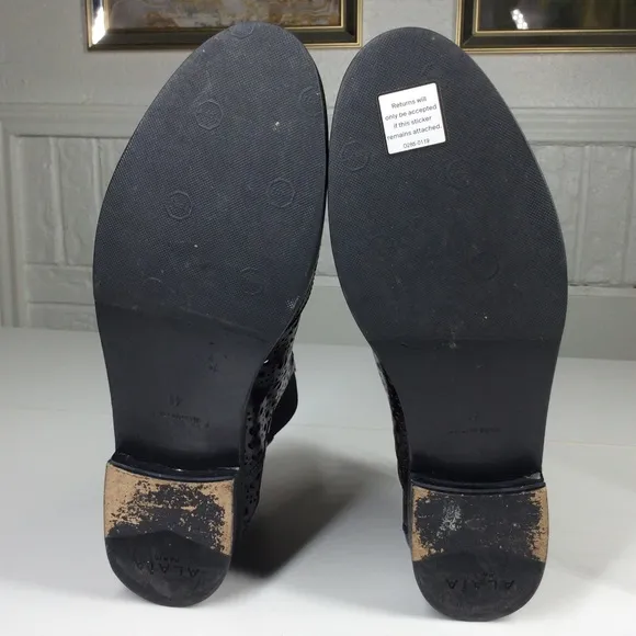 Alaia Laser Cut Black Leather Ankle Boots