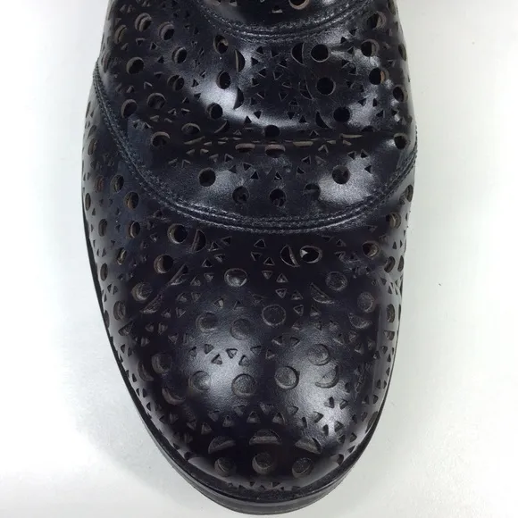Alaia Laser Cut Black Leather Ankle Boots