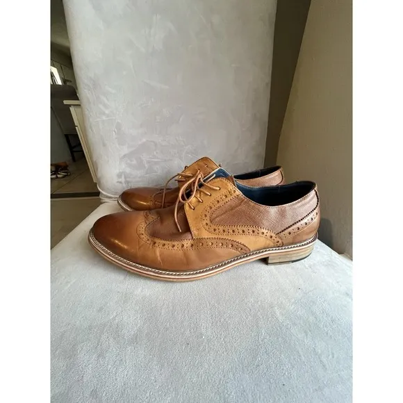 ALBERTO MORETTI TAN OXFORD SHOES BLACK LABEL SIZE 13  M7254
