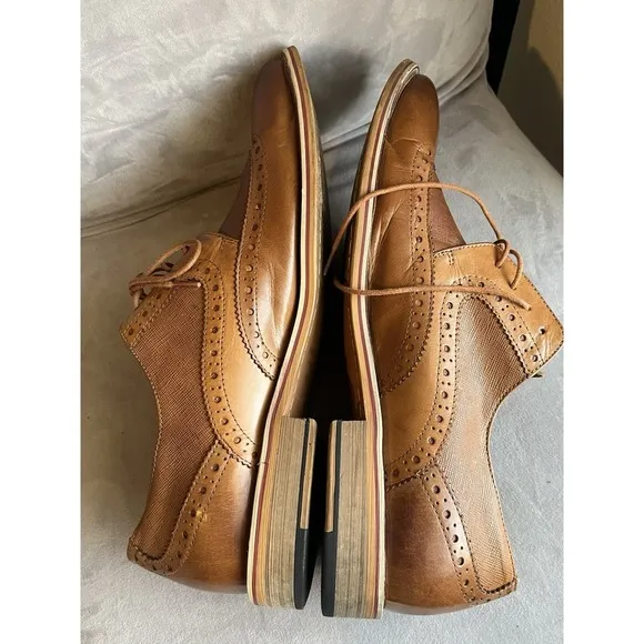 ALBERTO MORETTI TAN OXFORD SHOES BLACK LABEL SIZE 13  M7254