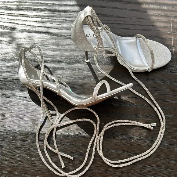 ALDO Silver Strappy Heels