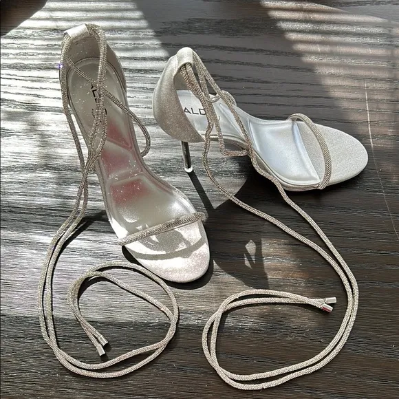 ALDO Silver Strappy Heels