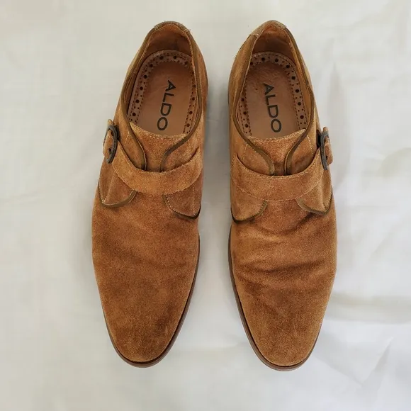 ALDO Suede Okanagan Buckle Tan Single Monk Shoes