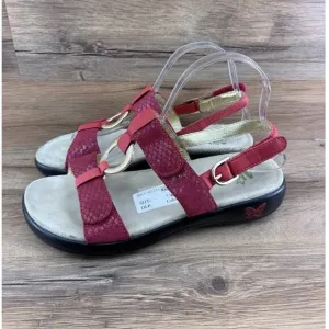 Alegria Julie Cherry Red Leather Shimmer Slingback Comfort Sandals 9.5-1…