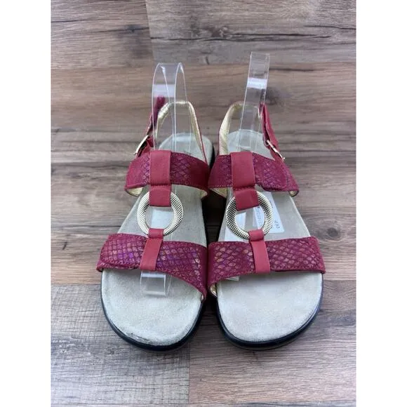 Alegria Julie Cherry Red Leather Shimmer Slingback Comfort Sandals 9.5-1…