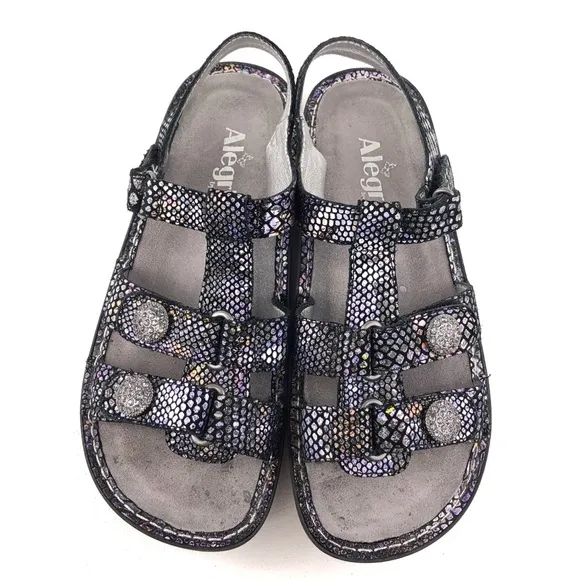Alegria Kleo Zesty Iridescent Leather Sandals EUR 38