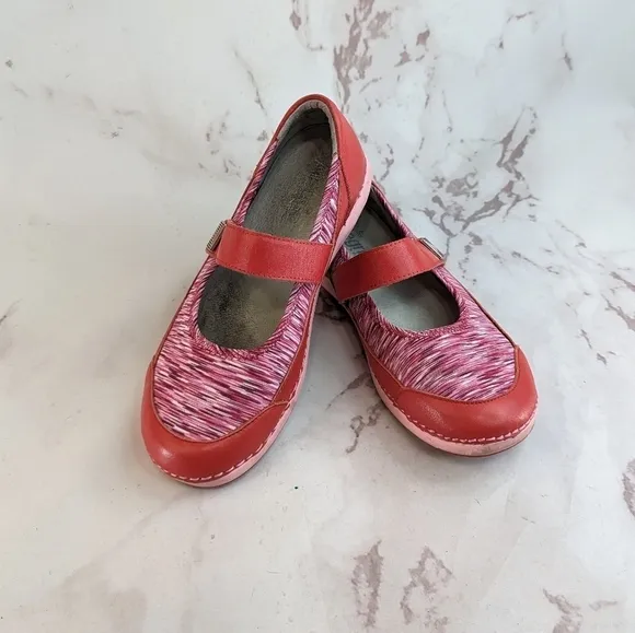 Alegria Mary Jane Womens Size 38 US 8 Gem Red Pink Leather Shoes Sandal
